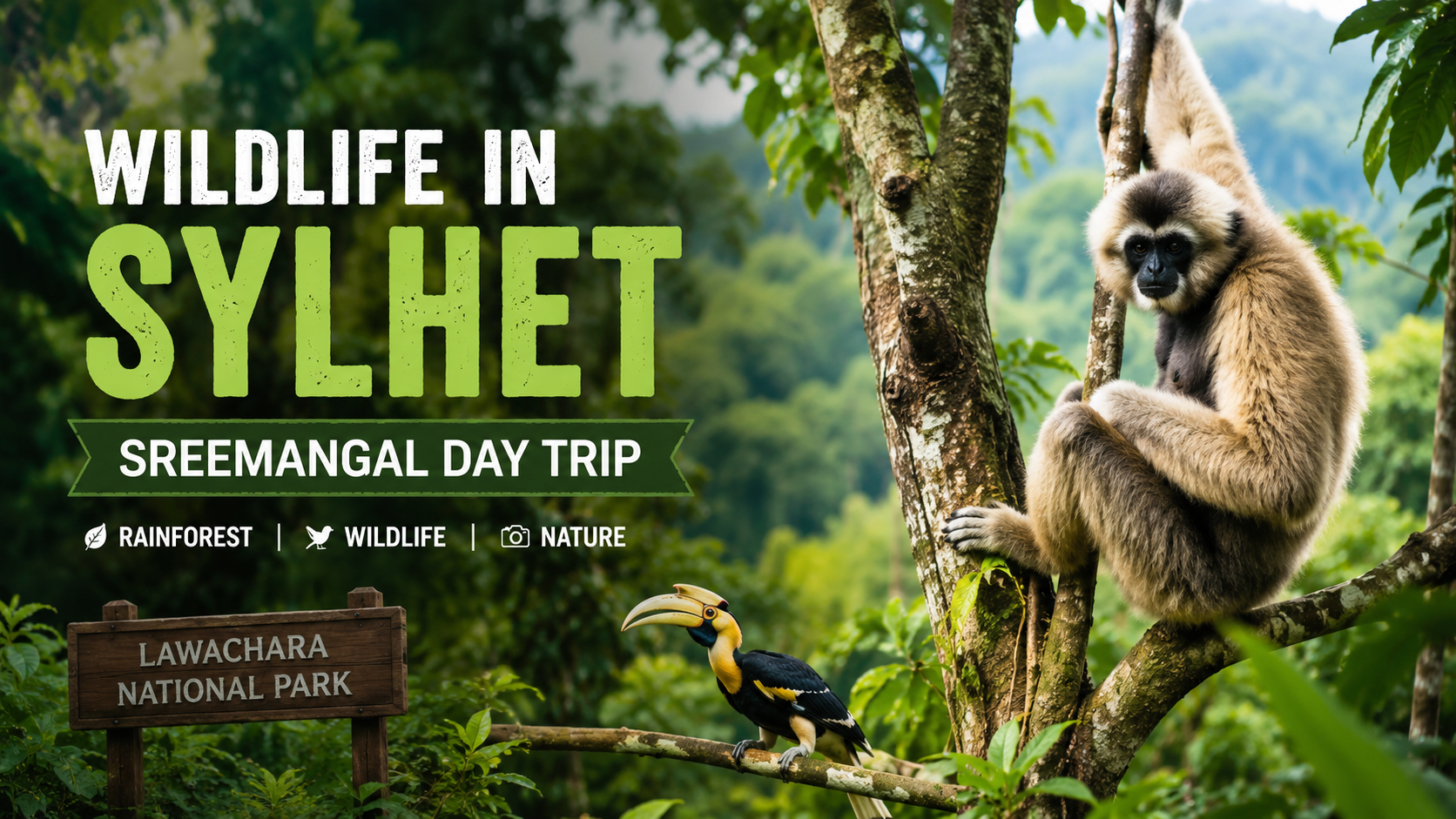 Wildlife in Sylhet at Lawachara National Park during a Sreemangal day trip featuring tropical forest and exotic birds